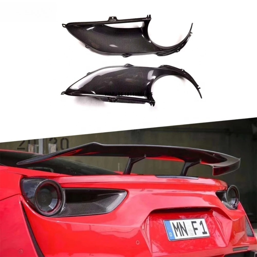 Rear Bumper Carbon Fiber Cover Rear Tail Light Lamps Cover Lampshade for 488 GTB Spider 2015+